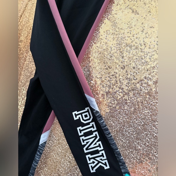Victoria's Secret Black Leggings with Pink Logo - Picture 6 of 8